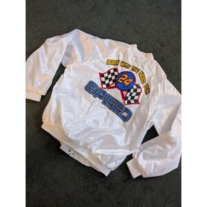 Vintage Cardinal RacingNeed for Speed 24 XL‎ White Satin Bomber